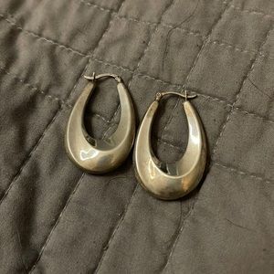 Sterling Silver Drop Hoop Earrings